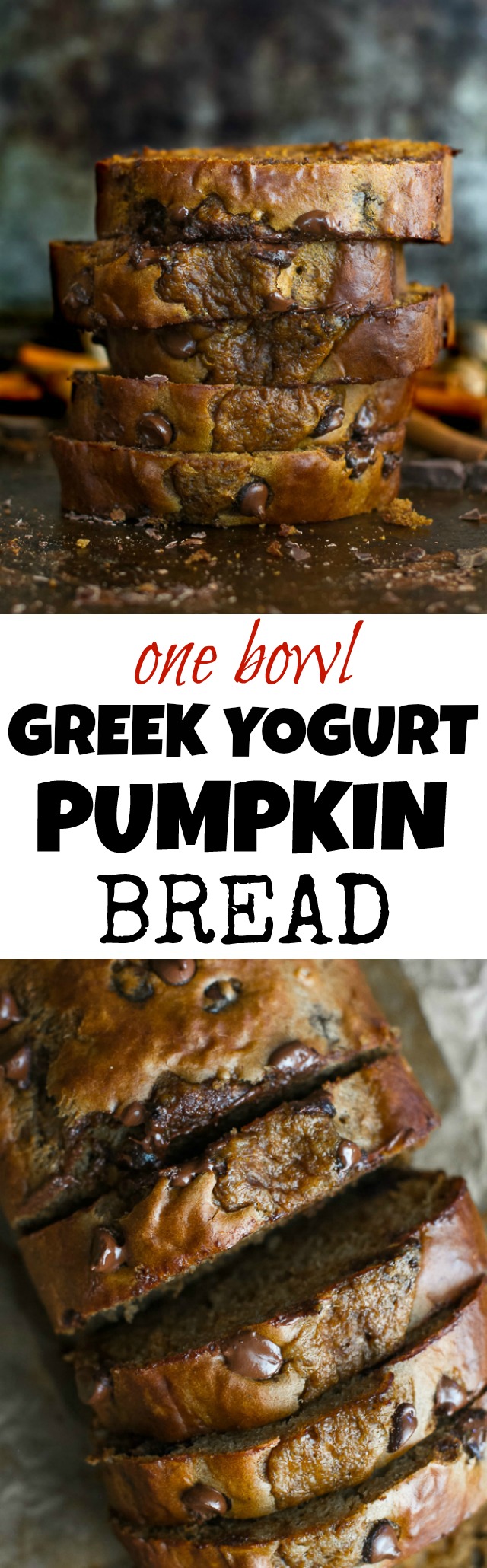 This One Bowl Greek Yogurt Pumpkin Bread recipe is made without butter, oil, or refined sugar, but so tender and flavourful that you’d never be able to tell it's healthy! | runningwithspoons.com