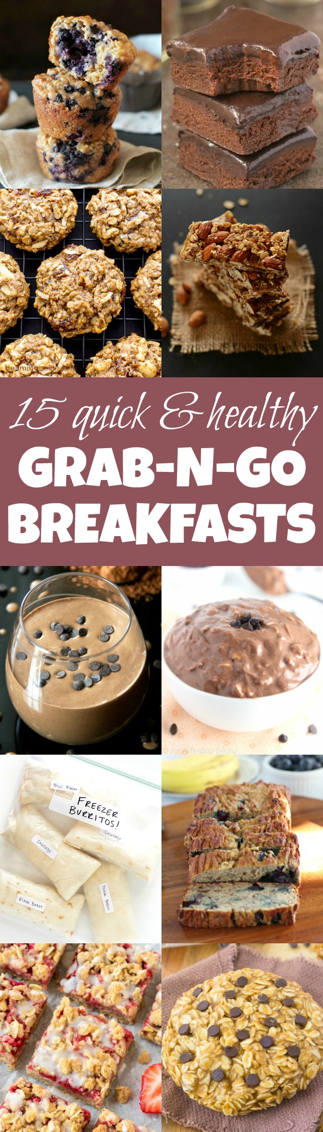 No time for breakfast? No problem!  You won't have to miss out on the BEST meal of the day with these quick and healthy breakfast recipes that you can literally grab on your way out the door! | runningwithspoons.com