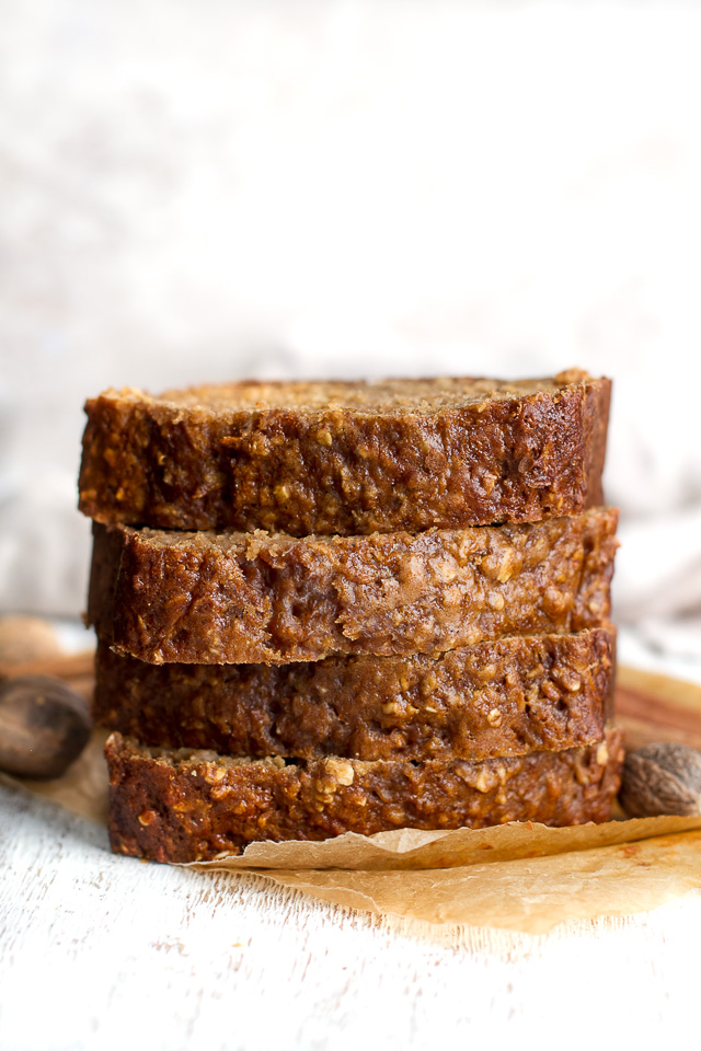 This One Bowl Greek Yogurt Apple Oat Bread recipe is made without butter, oil, or refined sugar, but so tender and flavourful that you’d never be able to tell it's healthy! | runningwithspoons.com