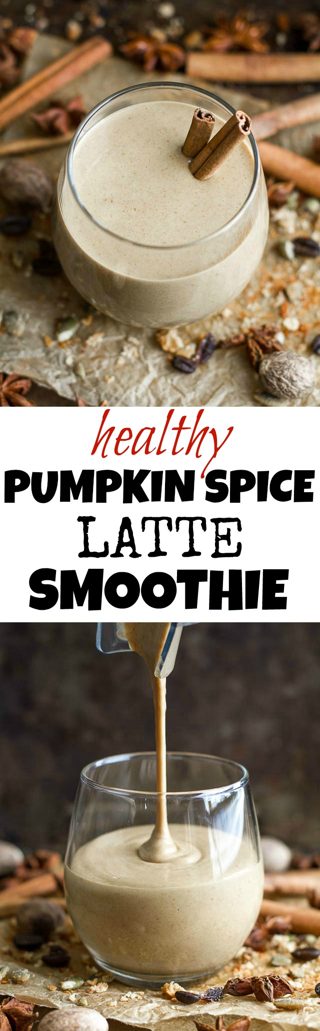 This healthy Pumpkin Spice Latte Breakfast Smoothie can be enjoyed hot or cold and makes a comforting fall-flavoured breakfast or snack {vegan, gluten-free, refined-sugar-free} | runningwithspoons.com