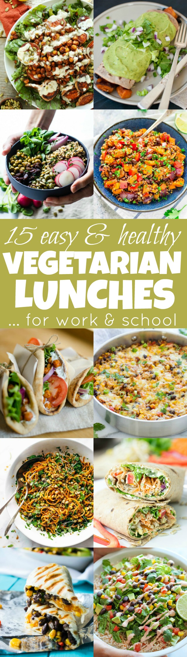Stuck in a meal prep rut? Get inspired by these easy & healthy vegetarian lunches! They're nutritious, delicious and perfect to pack for work and school! | runningwithspoons.com