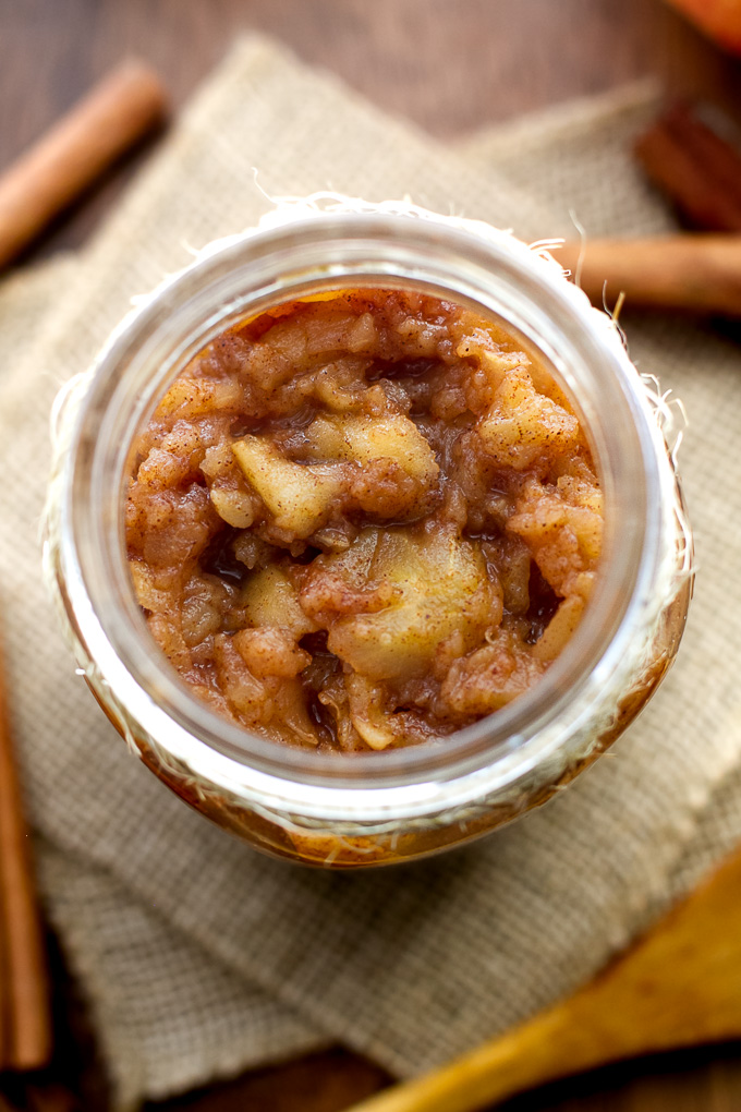 Homemade applesauce that's so delicious and easy to make, you'll never want to buy store-bought applesauce again! Perfect to use in recipes, as a topping, or just to eat on its own | runningwithspoons.com