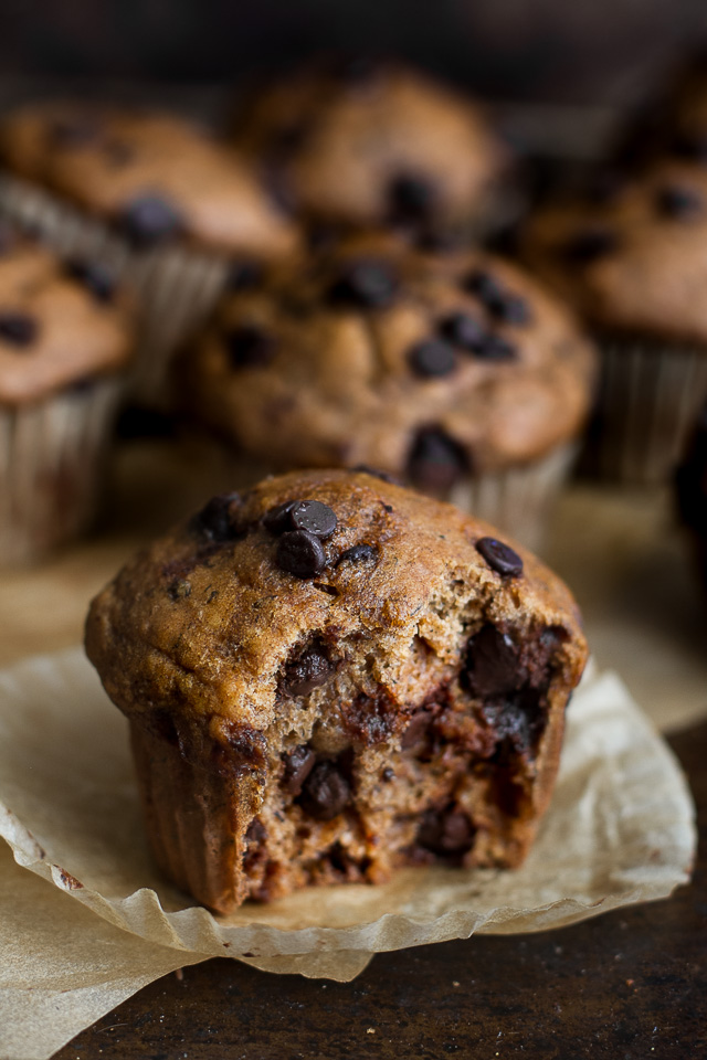 One Bowl Pumpkin Banana Muffins to help you use up overripe bananas and leftover canned pumpkin! Not quite pumpkin muffins, not quite banana muffins, they combine hints of both to create healthy muffins that are naturally sweetened and loaded with flavour  | runningwithspoons.com