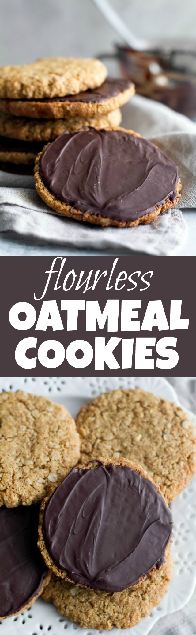 Flourless oatmeal cookies that are soft, chewy, and super easy to make with only one bowl and 7 ingredients | runningwithspoons.com