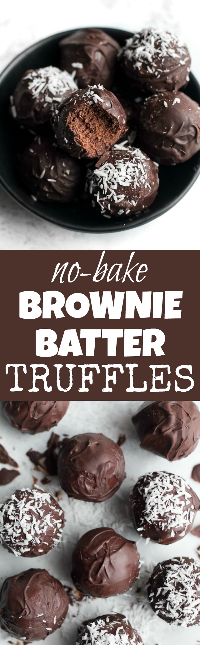 Healthy No Bake Brownie Batter Truffles that taste and feel just like a batch of soft-baked brownies but are made with NO flour, oil, eggs, or refined sugar! | runningwithspoons.com