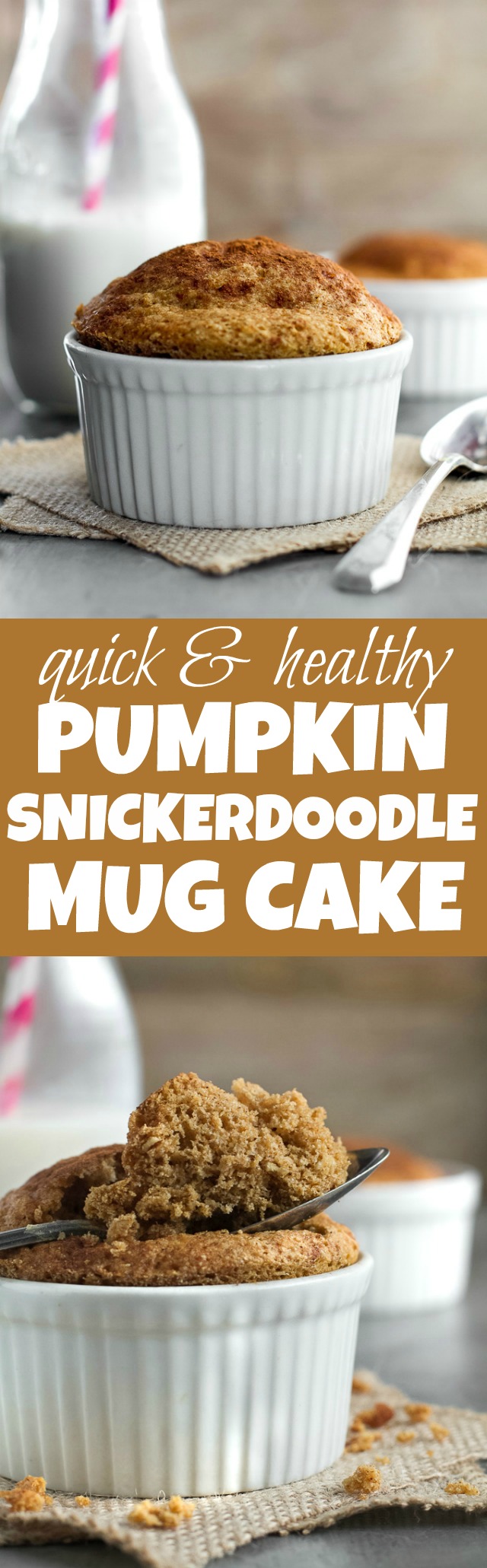 Pumpkin Snickerdoodle Mug Cake - just 5 minutes and a handful of healthy ingredients will give you this delicious gluten-free and paleo snack! | runningwithspoons.com