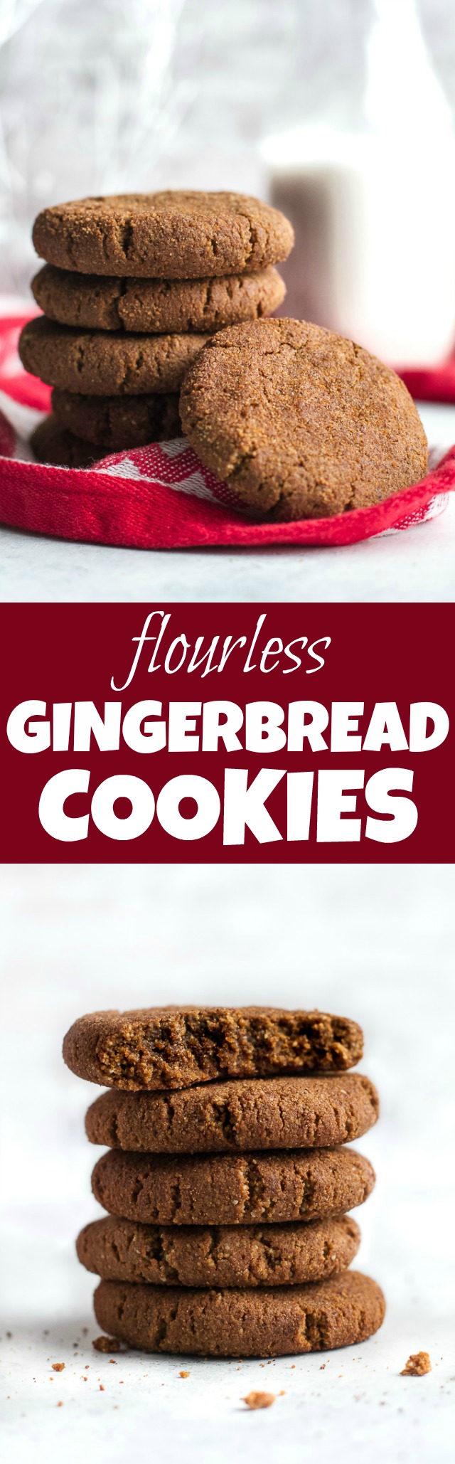 Flourless gingerbread cookies that are soft, chewy, and super easy to make with only ONE BOWL and a handful of healthy ingredients {paleo, gluten-free, refined-sugar-free} | runningwithspoons.com