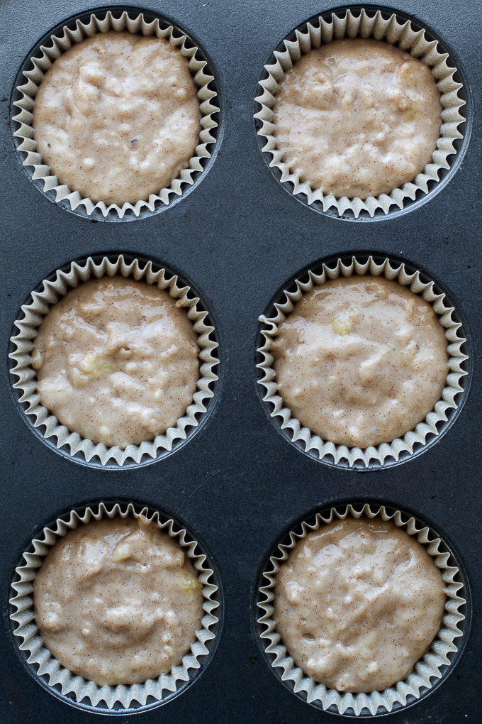 Healthy one banana muffins to help you use up that last overripe banana! These tender oil-free muffins are made with just 7 ingredients and make a healthy breakfast or snack! | runningwithspoons.com