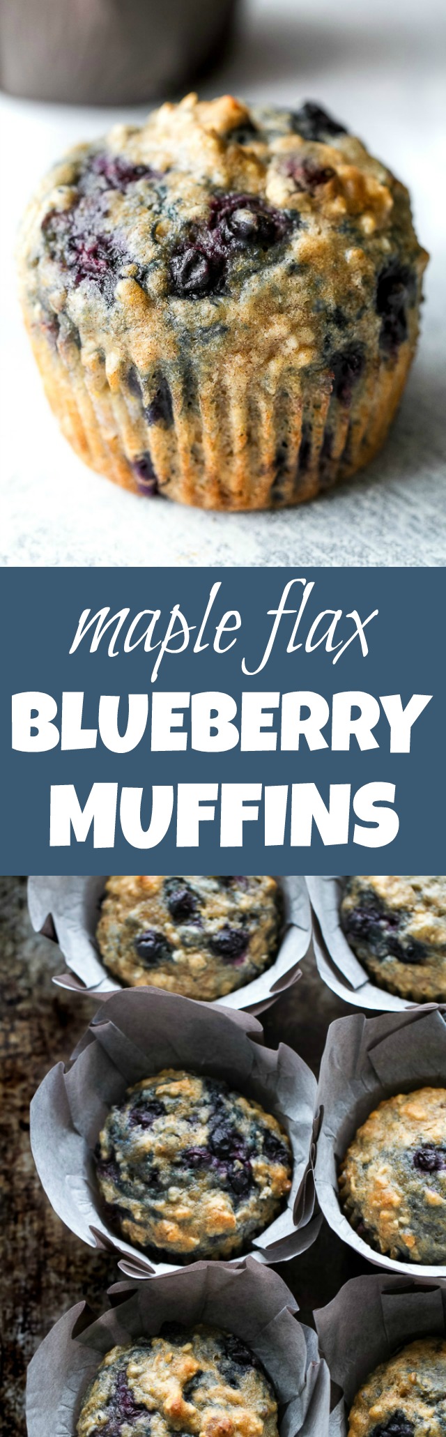 Maple Flax Blueberry Oatmeal Muffins - naturally sweetened and loaded with wholesome ingredients for a deliciously healthy breakfast or snack! | runningwithspoons.com