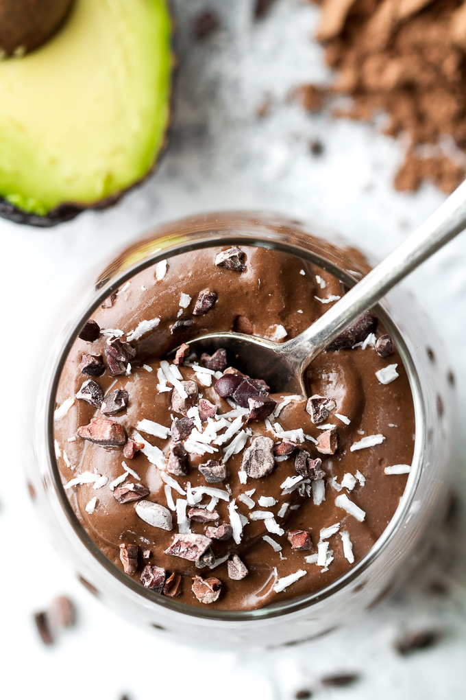 Healthy Chocolate Ice Cream Smoothie - It may sound decadent, but this smoothie is actually super healthy and made with good-for-you ingredients like cocoa, avocado, and banana. Luscious, creamy, and super satisfying, it makes a perfect choice for when those chocolate cravings hit {vegan, gluten-free, refined sugar-free} | runningwithspoons.com