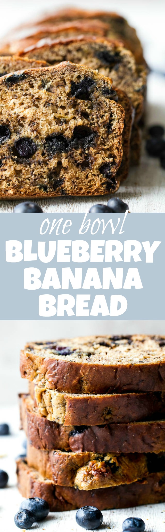 This one bowl Greek Yogurt Blueberry Banana Bread is made without butter or oil, but so tender and flavourful that you’d never be able to tell! Naturally sweetened and bursting with blueberry flavour, it makes a delicious healthier alternative to a traditional favourite!  | runningwithspoons.com