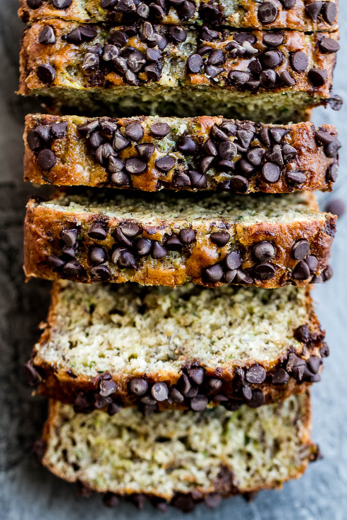 One Bowl Zucchini Banana Bread - made without butter or oil, but so tender and flavourful that you’d never be able to tell it's healthy! Greek yogurt, bananas, and shredded zucchini keep it extra moist, while a sprinkle of chocolate chips make it feel extra decadent | runningwithspoons.com