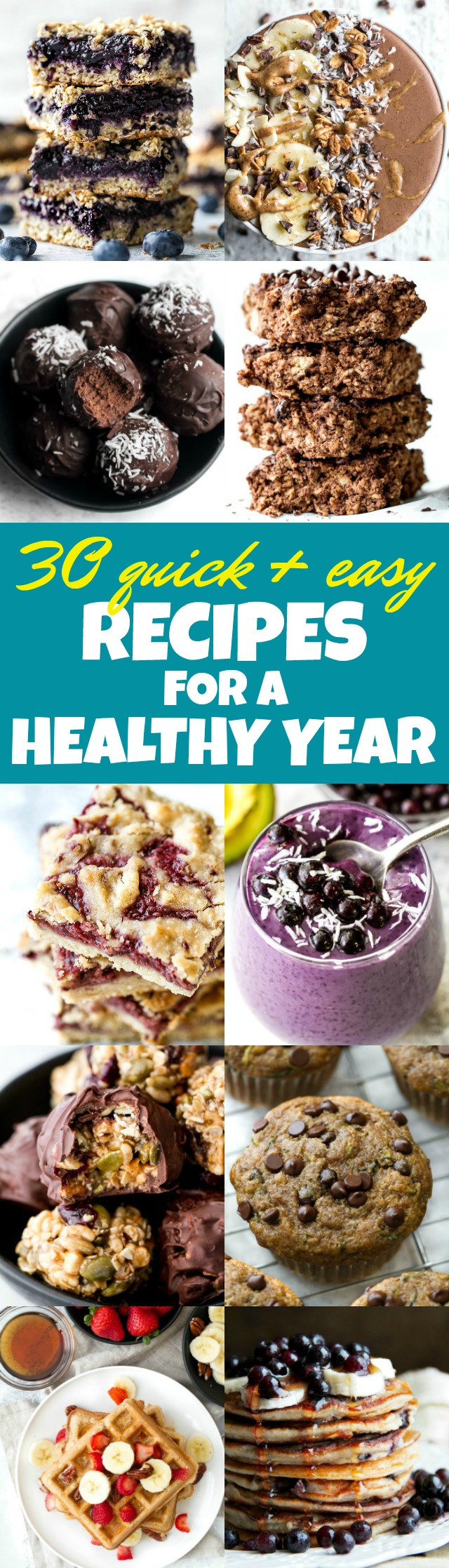 30 Quick & Easy Recipes you can (and totally should!) make this year to help you achieve your health goals! Lots of gluten-free and vegan options for breakfasts and snacks | runningwithspoons.com
