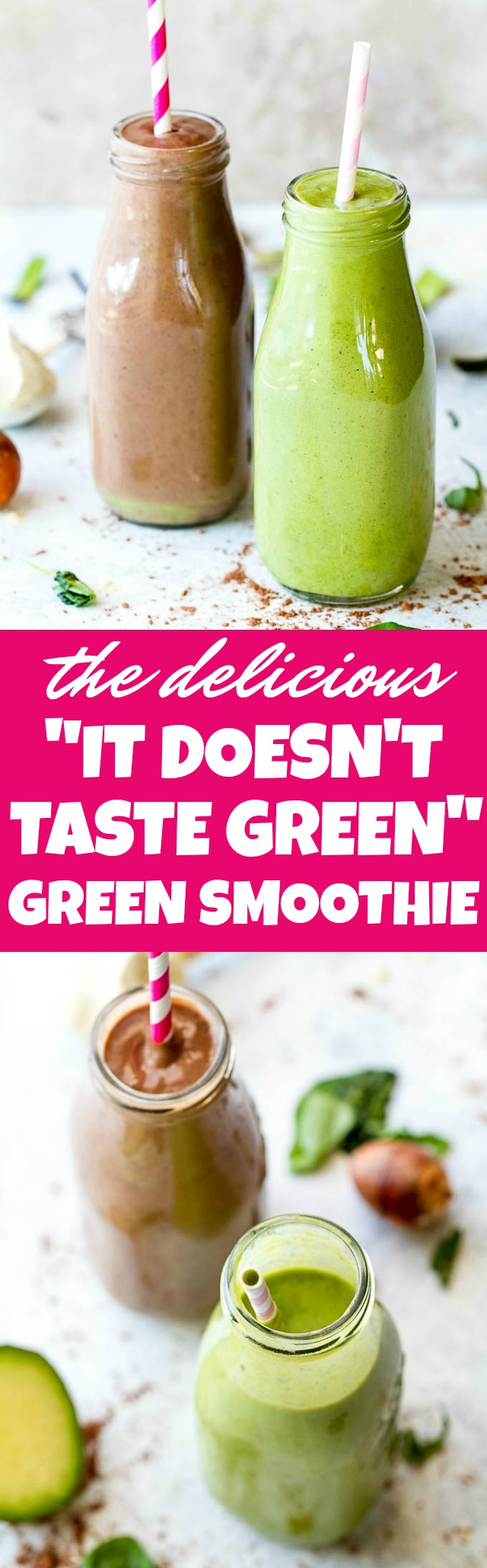 This super creamy green smoothie is so tasty it'll have you saying "it doesn't taste green at all!" Packed with protein and healthy fat, it makes a nutritious and delicious breakfast or snack. Plus it's gluten-free and vegan so everyone can enjoy! | runningwithspoons.com