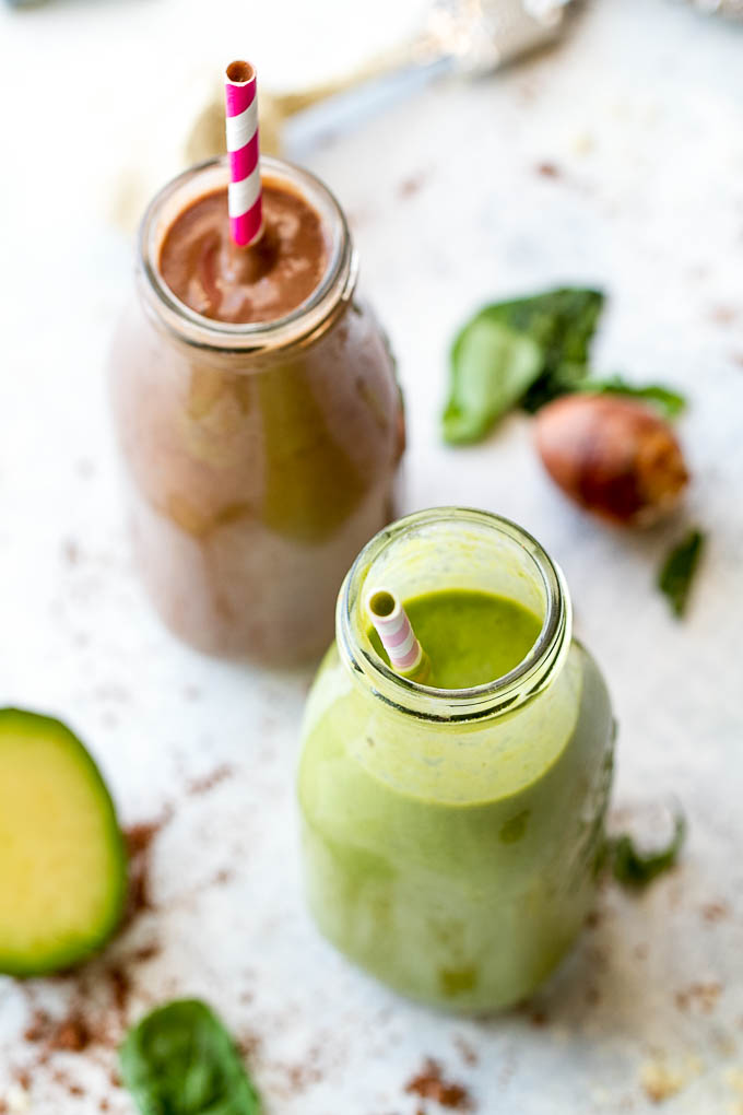 This super creamy green smoothie is so tasty it'll have you saying "it doesn't taste green at all!" Packed with protein and healthy fat, it makes a nutritious and delicious breakfast or snack. Plus it's gluten-free and vegan so everyone can enjoy! | runningwithspoons.com