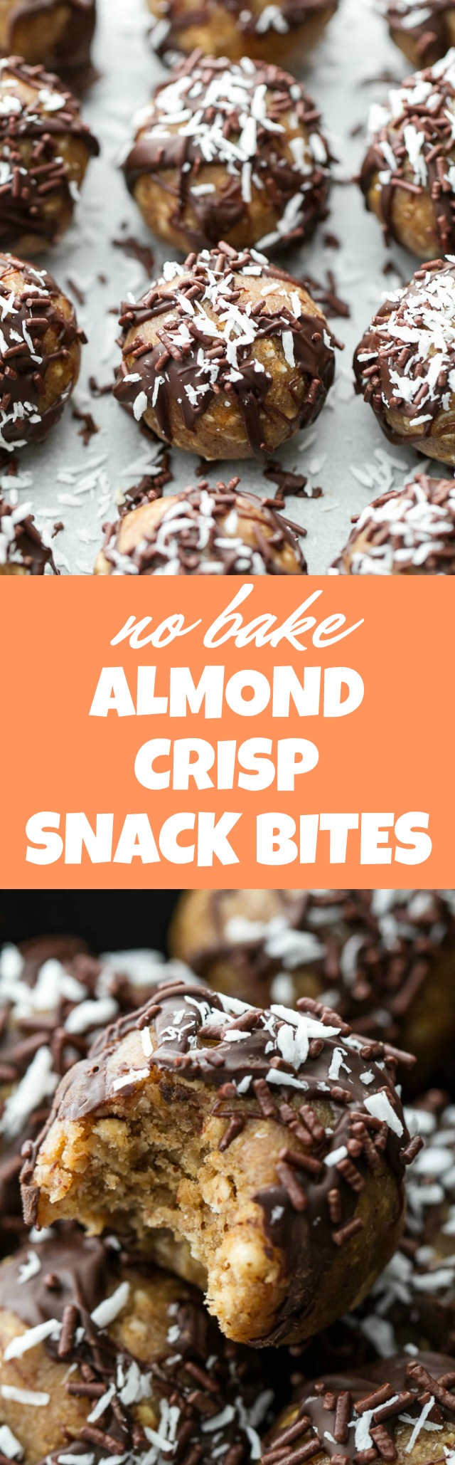 No Bake Almond Crisp Snack Bites that are super easy to make and loaded with healthy ingredients!! | runningwithspoons.com #glutenfree #vegan #snack #recipe