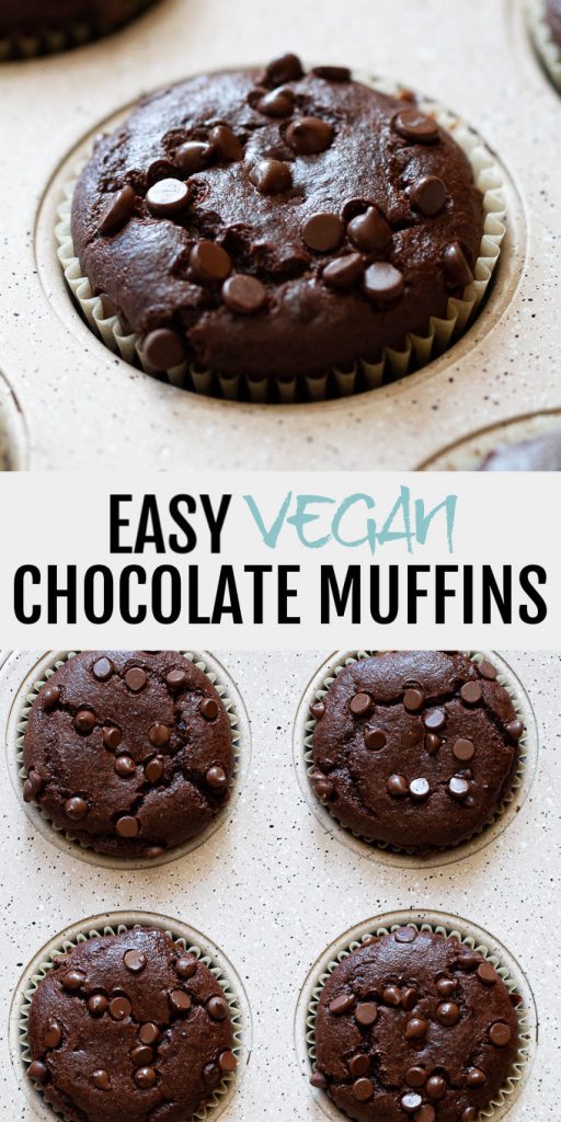 Easy Vegan Chocolate Muffins - a deliciously healthy snack! So tender and chocolatey, you’d never know they were made without flour, oil, eggs, or refined sugar #vegan #glutenfree #snack #muffins