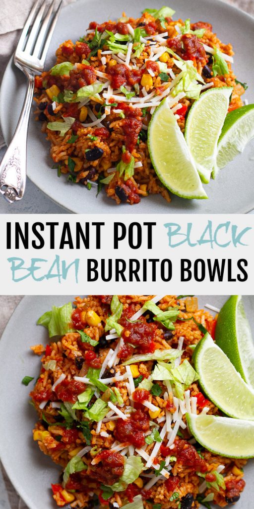 Instant Pot Black Bean Burrito Bowls -packed with plant-based protein and fibre, these bowls make for quick and easy dinner option that's vegan, gluten-free, and totally delicious!