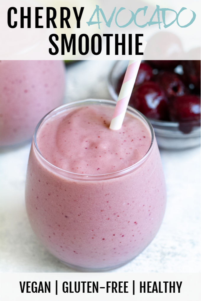 This creamy Cherry Avocado Smoothie is packed with healthy fats, vitamins, and antioxidants. Gluten-free and easily made vegan, it makes a healthy and delicious breakfast or snack