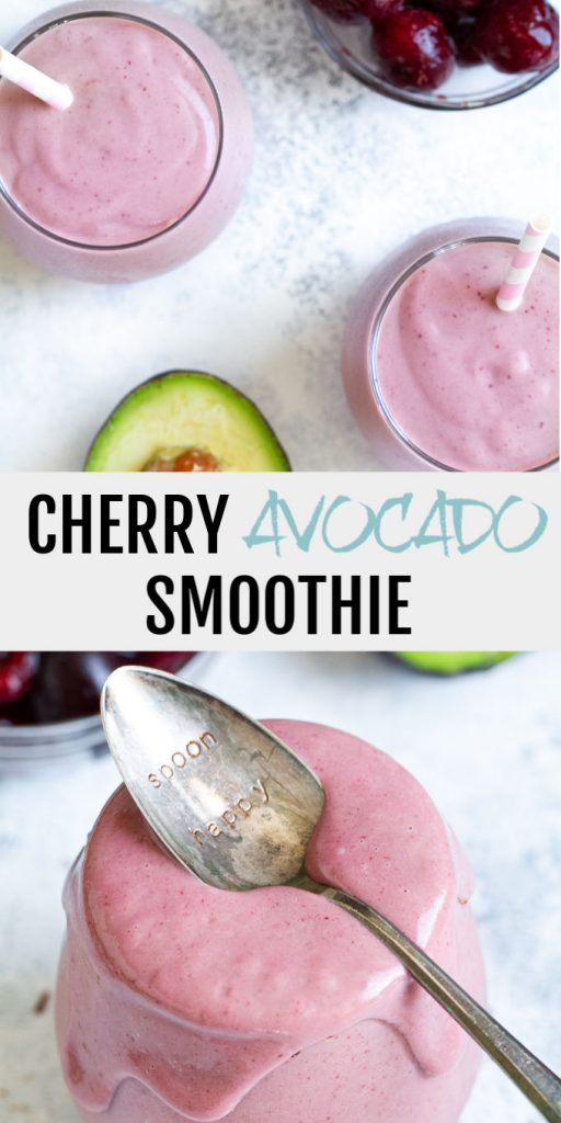 This creamy Cherry Avocado Smoothie is packed with healthy fats, vitamins, and antioxidants. Gluten-free and easily made vegan, it makes a healthy and delicious breakfast or snack