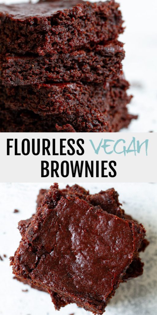 Flourless Vegan Brownies made in the blender with only 7 ingredients! They’re gluten-free, grain-free, dairy-free, and refined-sugar-free, so they make a deliciously healthy snack for when those chocolate cravings hit. #glutenfree #vegan #brownies #recipe
