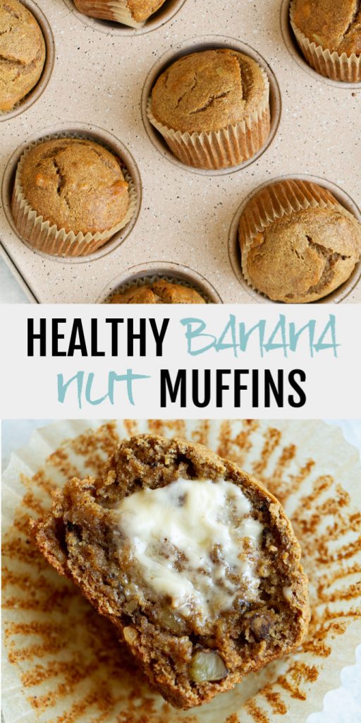 Healthy Banana Nut Muffins that are so light, tender, and loaded with flavour, you’d never know they were made without flour, oil, eggs, or refined sugar!