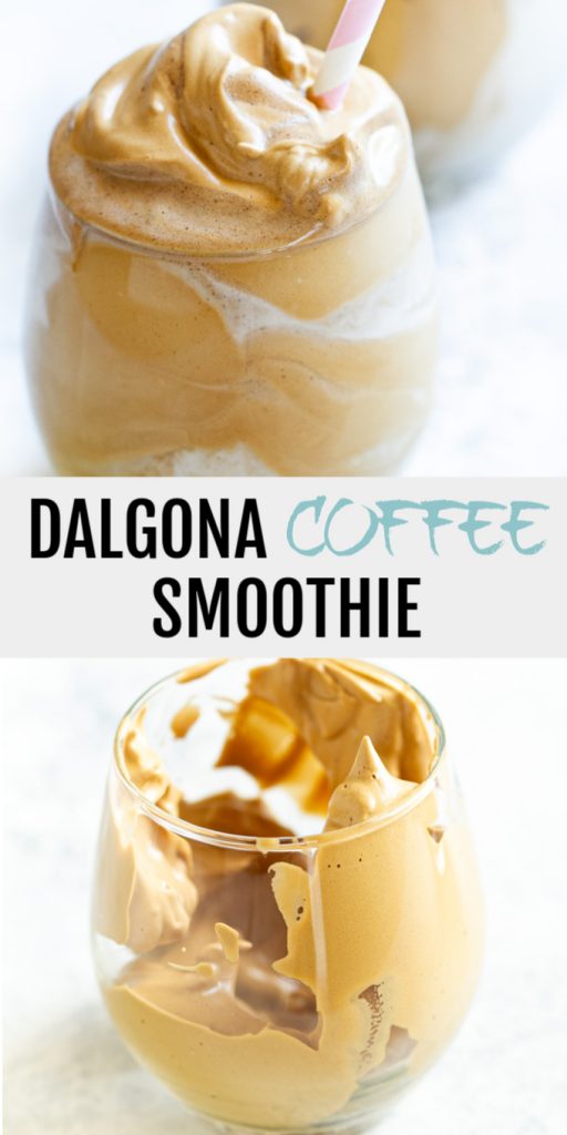 A dalgona coffee smoothie collage for pinterest.