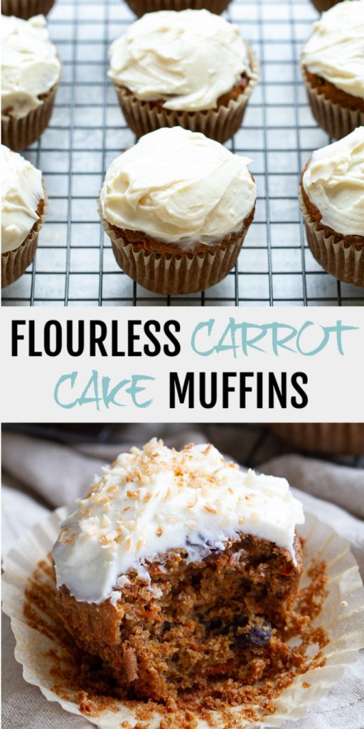 A collage of flourless carrot cake muffins for Pinterest.