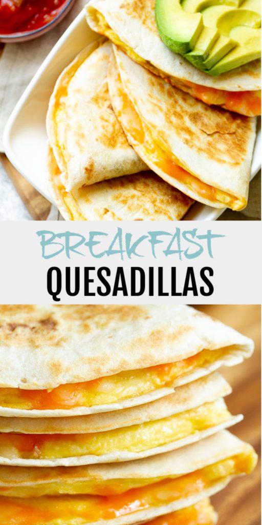A collage of breakfast quesadillas for Pinterest
