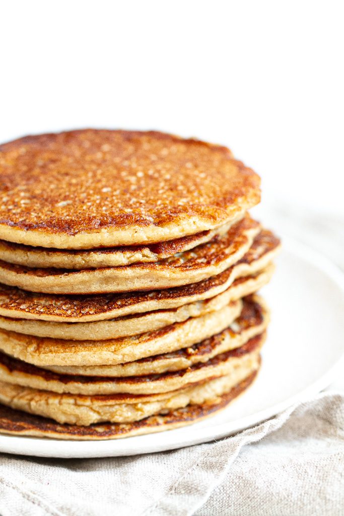 A stack of easy banana oat pancakes.